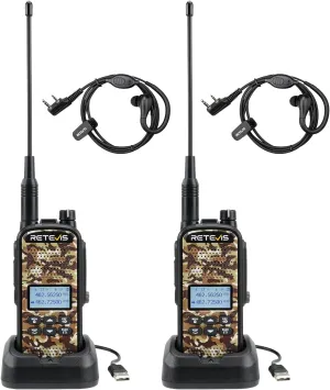 Retevis EZTalk 2 GMRS Two Way Radio, Walkie Talkie for Adults with Headsets, IP67 Waterproof Walkie Talkies, 2200mAh, Whisper, NOAA, Long Range Hunting Radios, 2 Way Radio for Hunting 2 Pcs