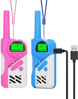 Retevis EZTalk 70 Walkie Talkies for Kids, Safe Mode 2 Way Radio Rechargeable Kids Walkie Talkies, Toys for Boys Girls 6-12 Year Old, Birthday Gifts Family Outdoor Hiking Camping 1 Pair