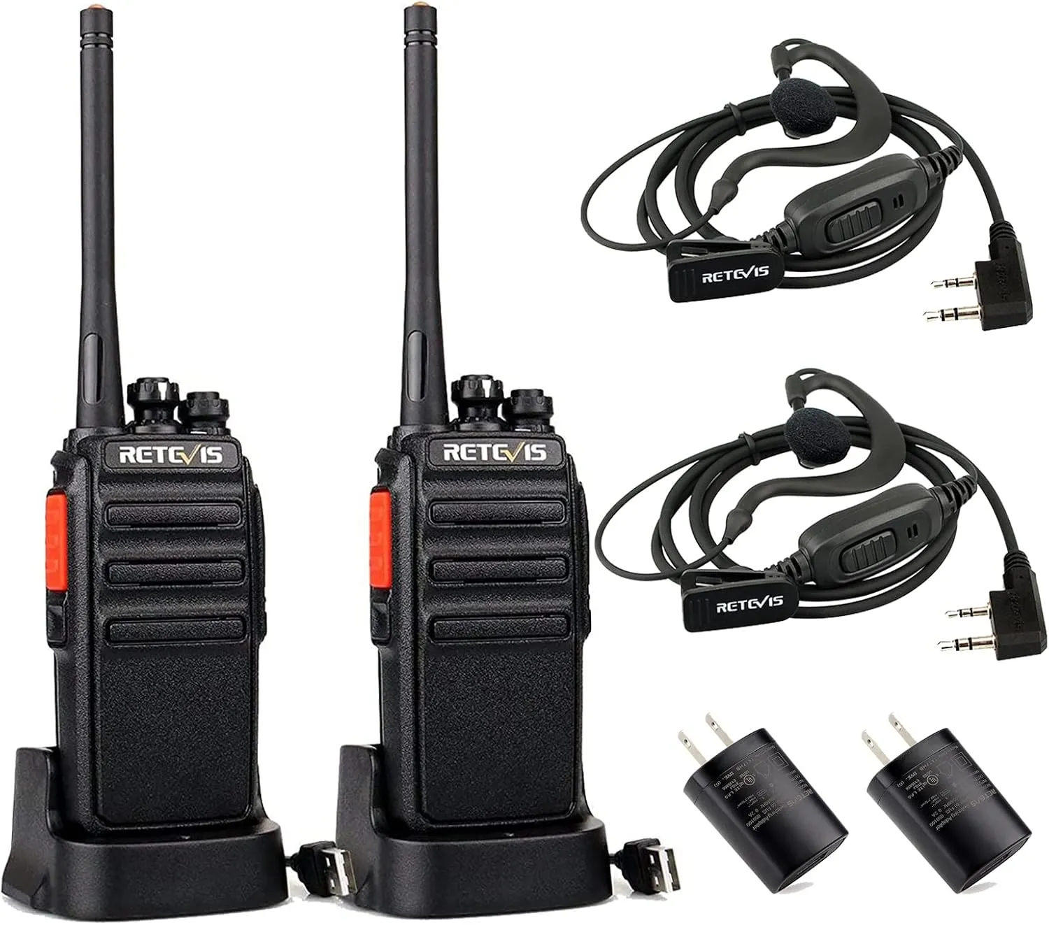 Retevis H-777S Walkie-Talkies Long Range,Rechargeable Two Way Radios,Rugged 2 Way Radio with Earpiece,Hiking Camping Road Trip Biking(2 Pack)