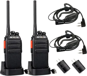 Retevis H-777S Walkie-Talkies Long Range,Rechargeable Two Way Radios,Rugged 2 Way Radio with Earpiece,Hiking Camping Road Trip Biking(2 Pack)