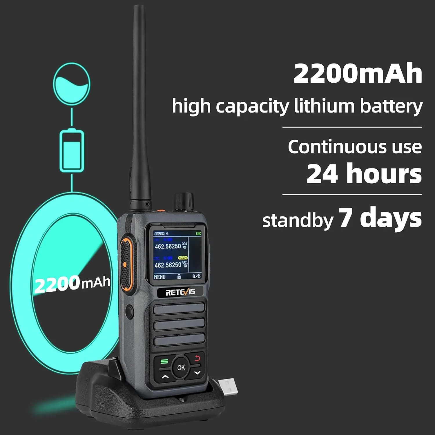 Retevis RB17P Walkie Talkies Rechargeable, GMRS Handheld Radio Long Range Walkie Talkies for Adults with SOS Siren, NOAA Weather Alert, 2200mAh Rechargeable Battery, for Off-Roading, Camping (2 Pack)