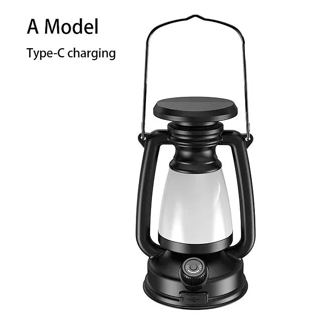 Retro Horse Lantern 3-Color LED Light Stepless Dimming Hanging Solar Rechargeable Outdoor Camping Light