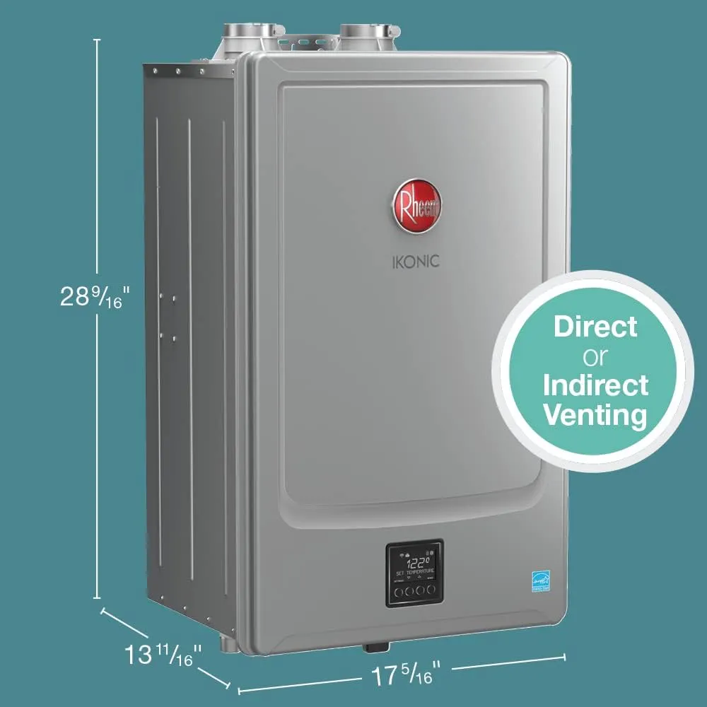 Rheem IKONIC RECTGH-SR11iP Super High Efficiency Condensing Tankless Liquid Propane Water Heater with Recirculation, 11.2 GPM