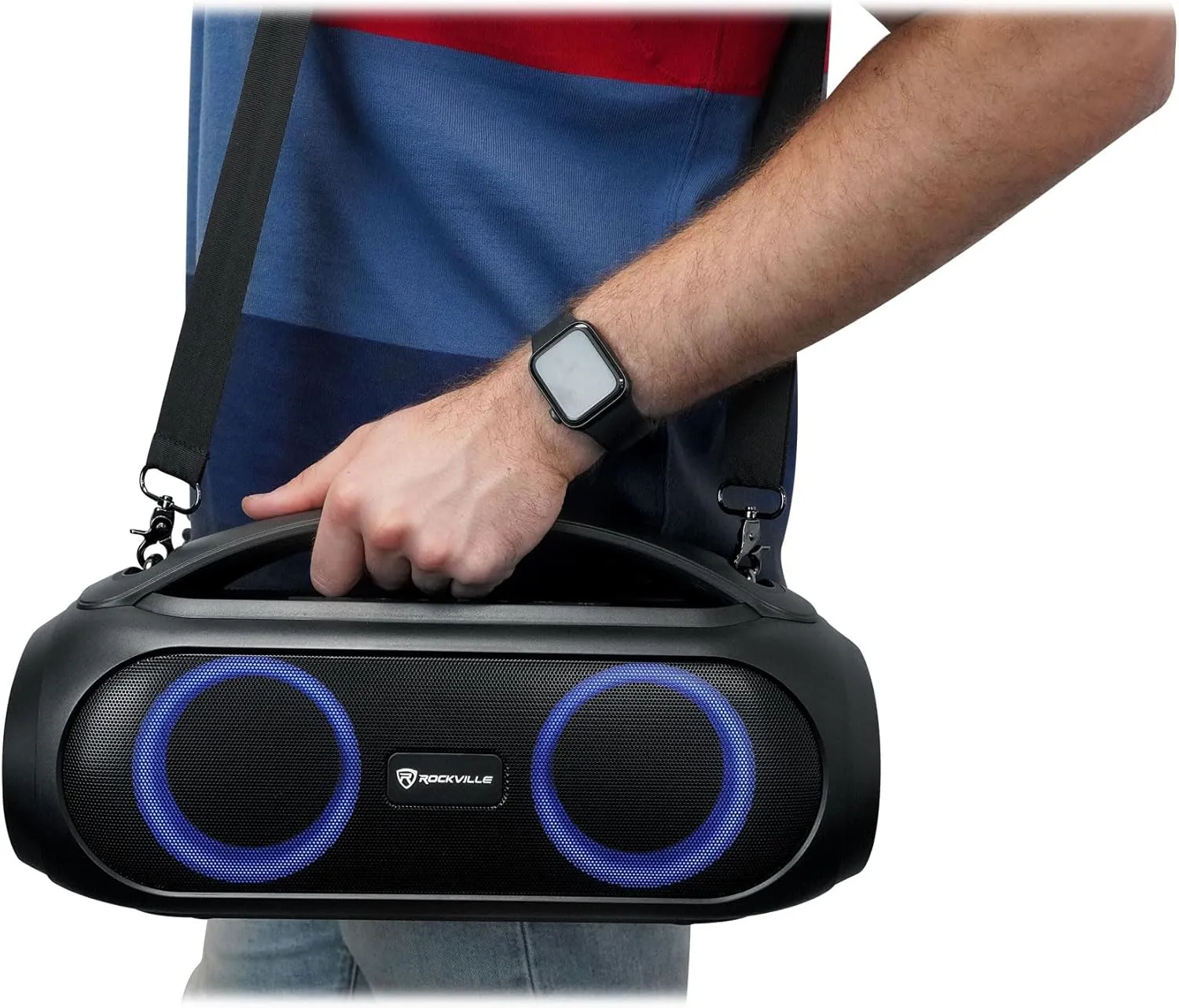 Rockville GO Party MAX BASS 70W Portable LED Bluetooth Speaker, Deep Bass, Wireless Link, IPX5 Water Resistant, Perfect for Parties and Outdoor Events