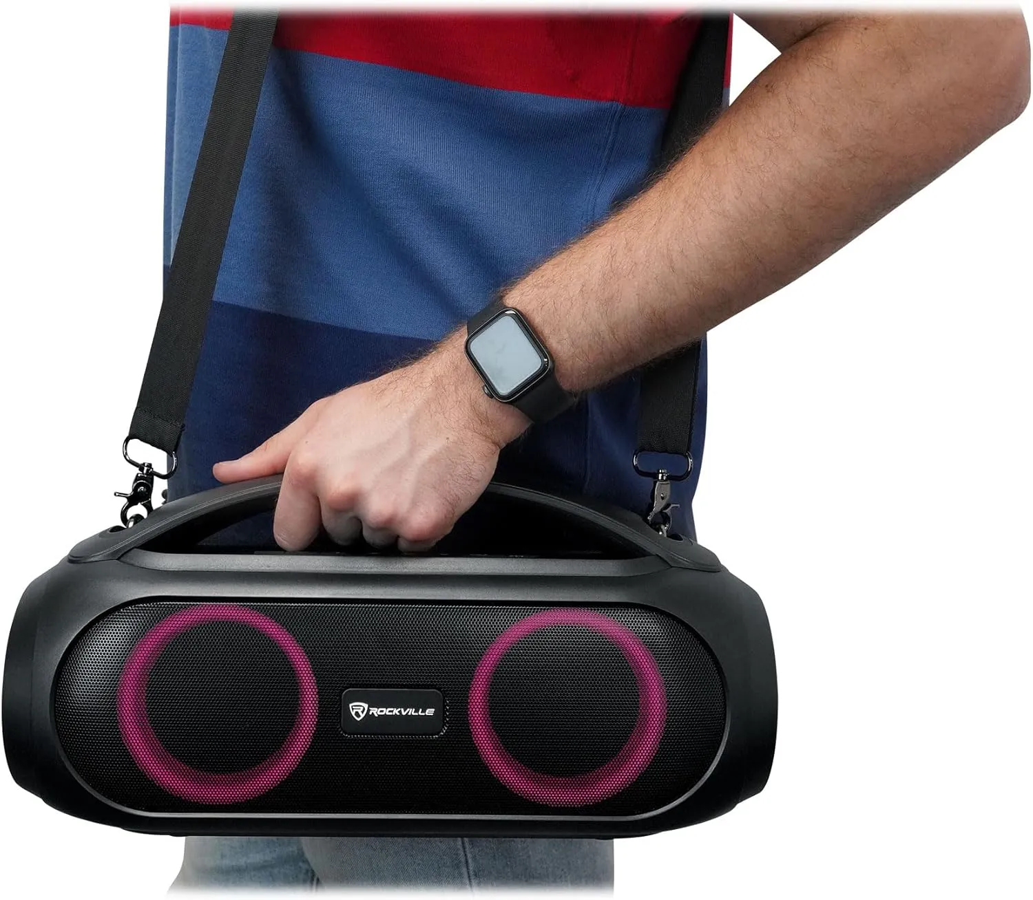 Rockville GO Party MAX BASS 70W Portable LED Bluetooth Speaker, Deep Bass, Wireless Link, IPX5 Water Resistant, Perfect for Parties and Outdoor Events