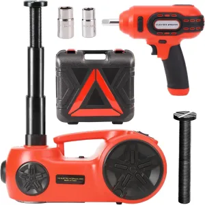 ROGTZ Upgraded Electric Car Jack Kit 5 Ton Floor Jack Hydraulic with Power Impact Wrench and Tire Inflator Pump,Car Lift for Sedan SUV MPV (Red)