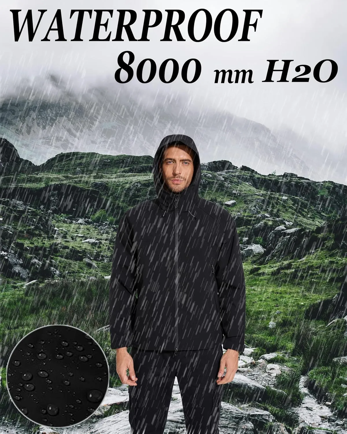 romansong Mens Rain Jackets with Hood Unisex Waterproof Shell Jacket Lightweight Raincoat for Cycling Golf Hiking Outdoors