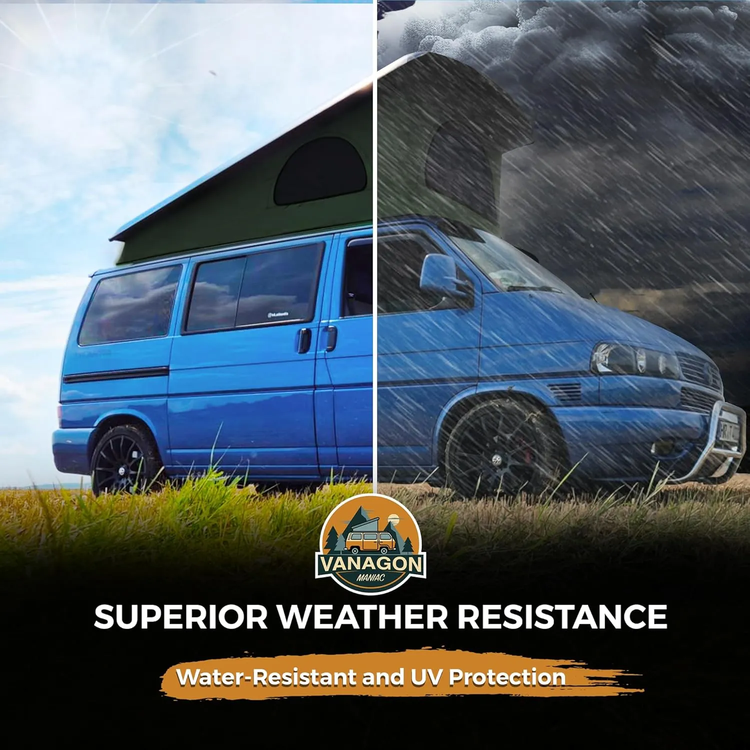 Roof Top Tent Camping 3 Window Roof Tent Pop Top Camper Canvas Compatible with VW T4 Eurovan Weekender Short Wheel Based SWB Camper - 2 Person Rooftop Tents