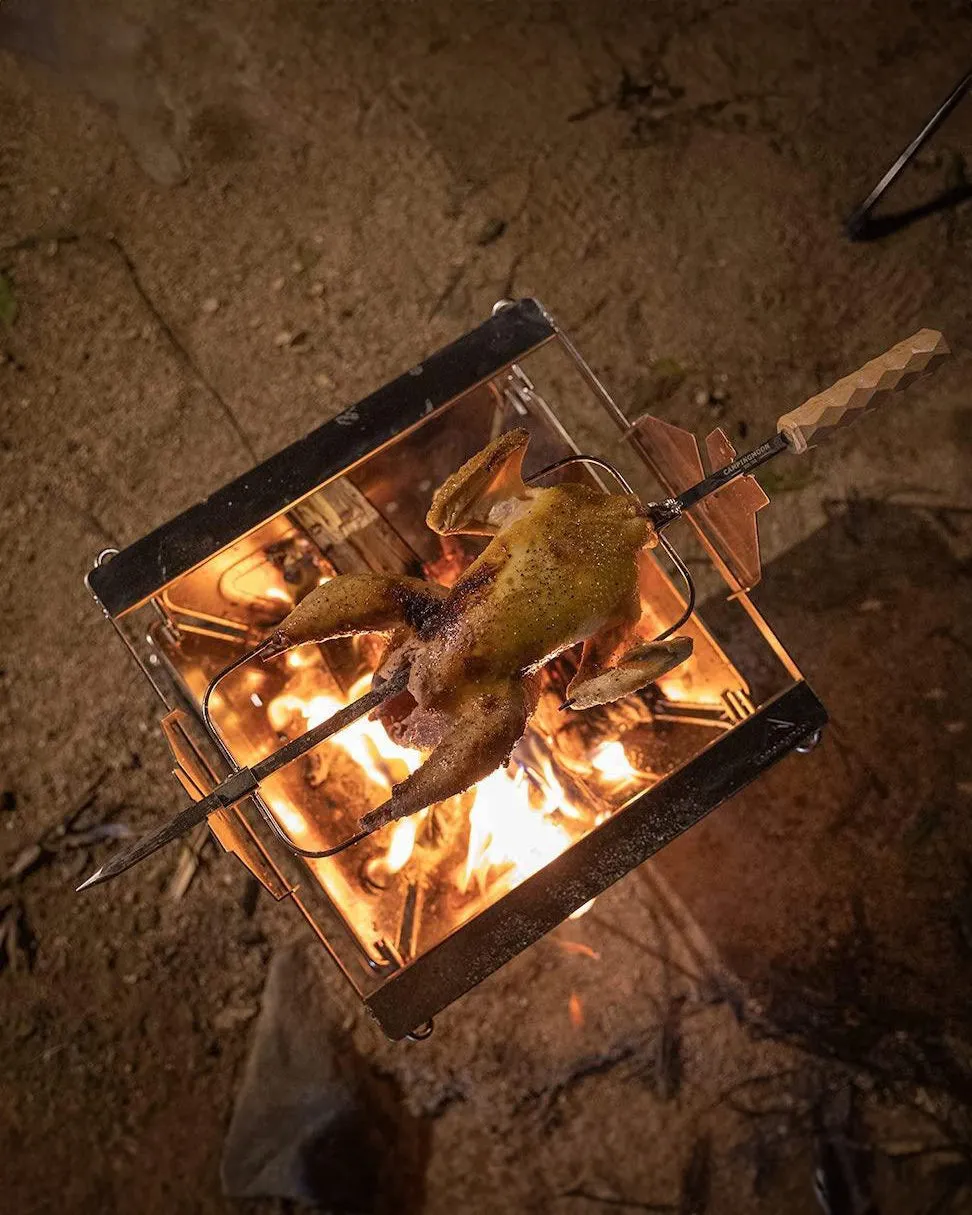 Rotisserie Spit-Roasting Rack for Takibi Firepit