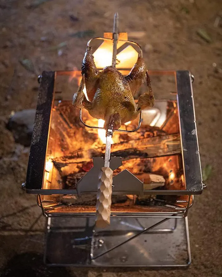 Rotisserie Spit-Roasting Rack for Takibi Firepit