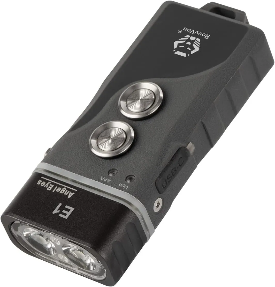RovyVon E1 EDC Flashlight High Lumen Rechargeable, 700 Lumen Dual Power AAA Keychain Flashlights with Lockout Mode, Waterproof for Daily Use, Camping