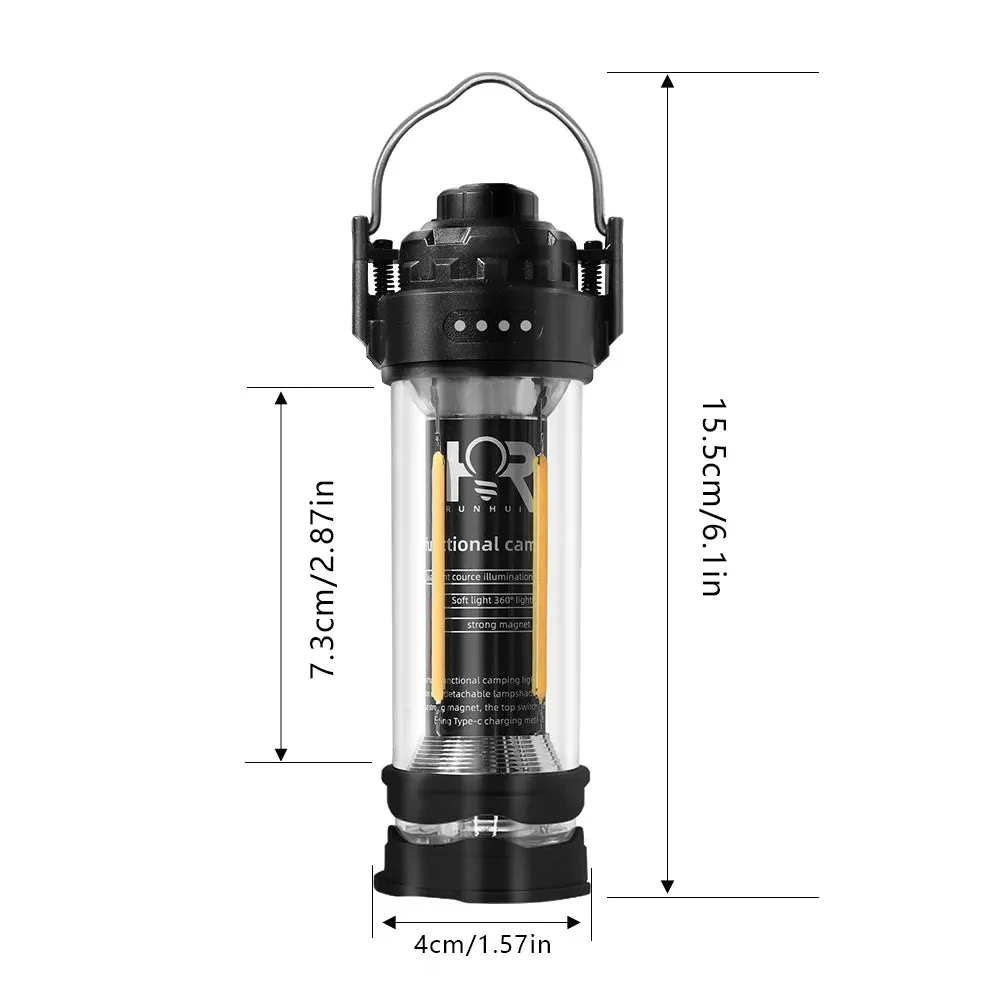 RUNHUI 3000mAh Retro Camping Lantern – Waterproof Tent Light with Stepless Dimming
