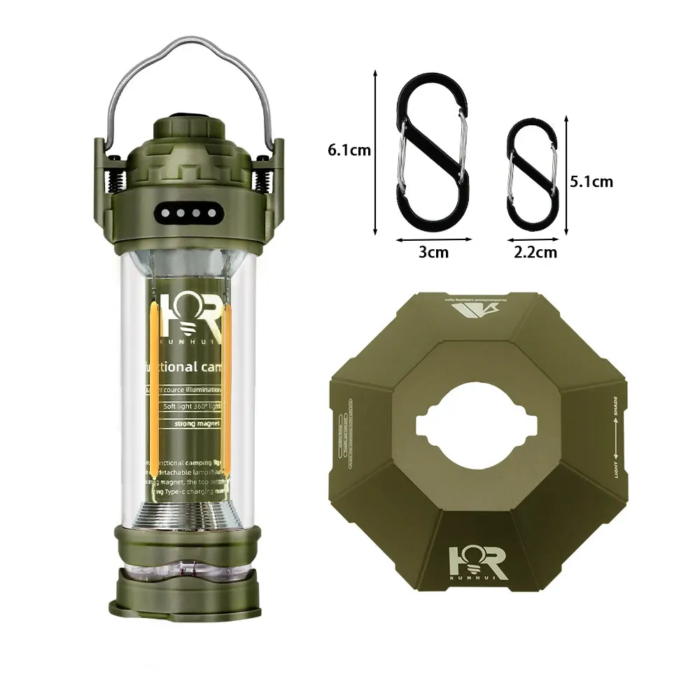 RUNHUI 3000mAh Retro Camping Lantern – Waterproof Tent Light with Stepless Dimming