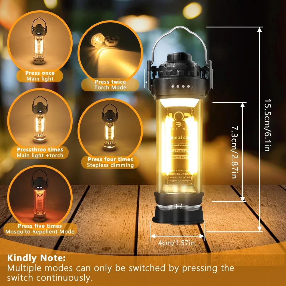 RUNHUI 3000mAh Retro Camping Lantern – Waterproof Tent Light with Stepless Dimming