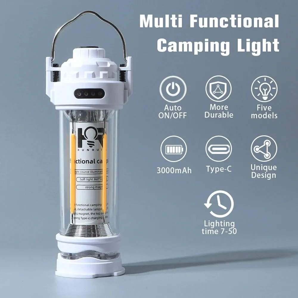 RUNHUI 3000mAh Retro Camping Lantern – Waterproof Tent Light with Stepless Dimming
