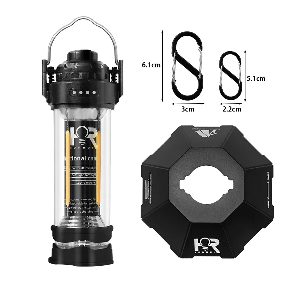 RUNHUI 3000mAh Retro Camping Lantern – Waterproof Tent Light with Stepless Dimming