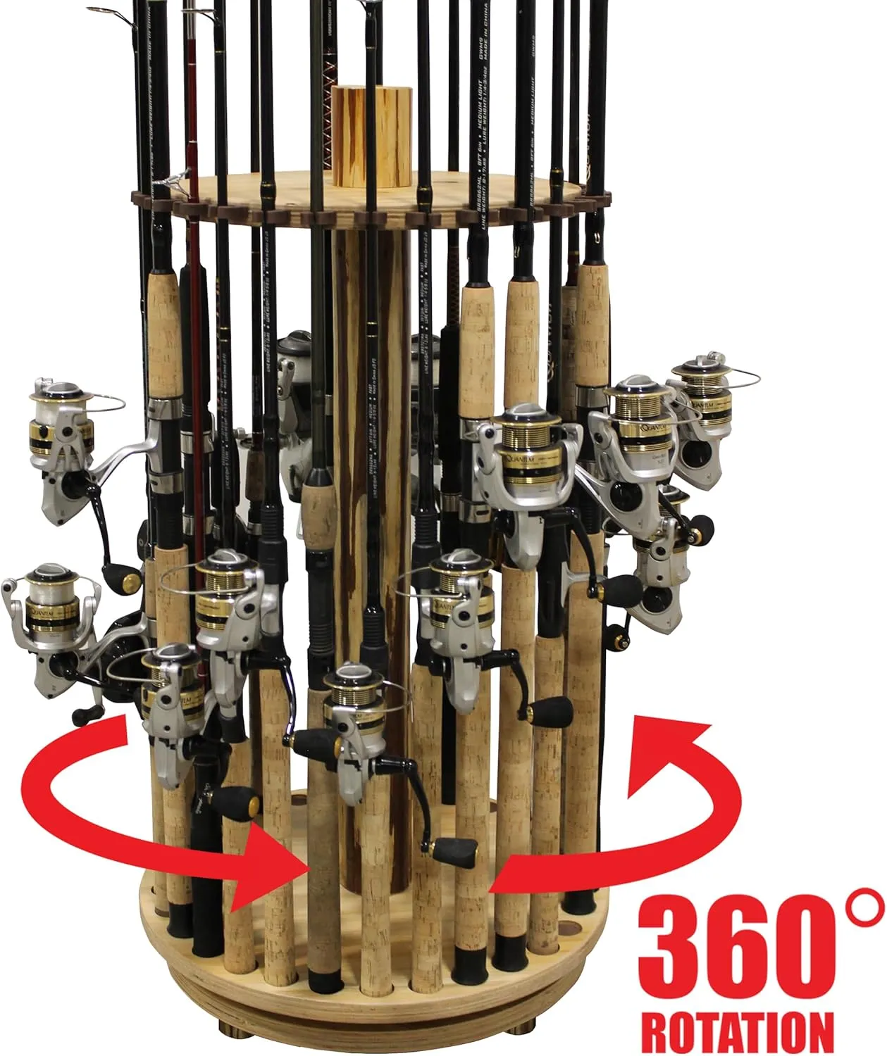 Rush Creek Creations Fishing Rod Holder - 360 Spinning Rack for Garage Organization and Storage, Pole Holder for Reels, Gear, Accessories, Tackle Box
