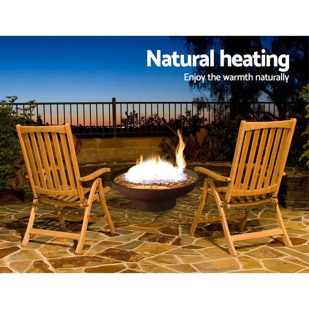 Rustic Round Outdoor Fire Pit - 70CM