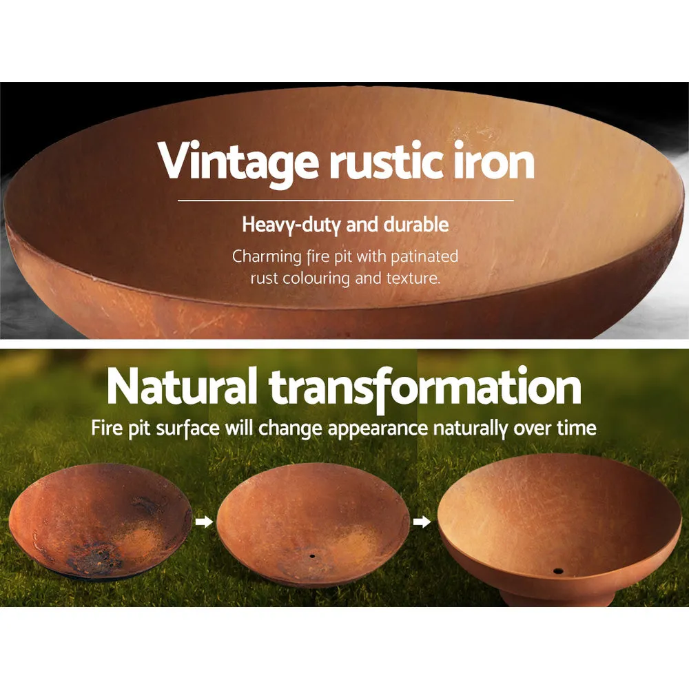 Rustic Round Outdoor Fire Pit - 70CM