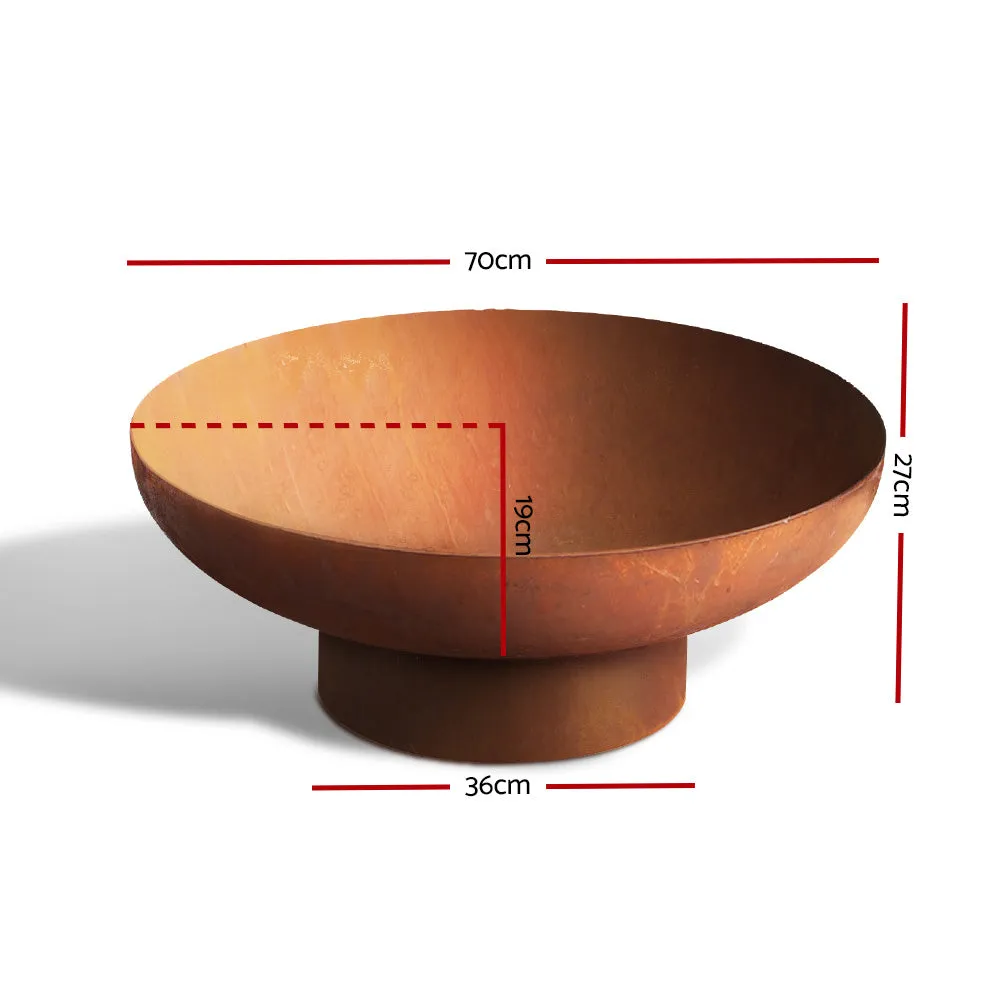 Rustic Round Outdoor Fire Pit - 70CM