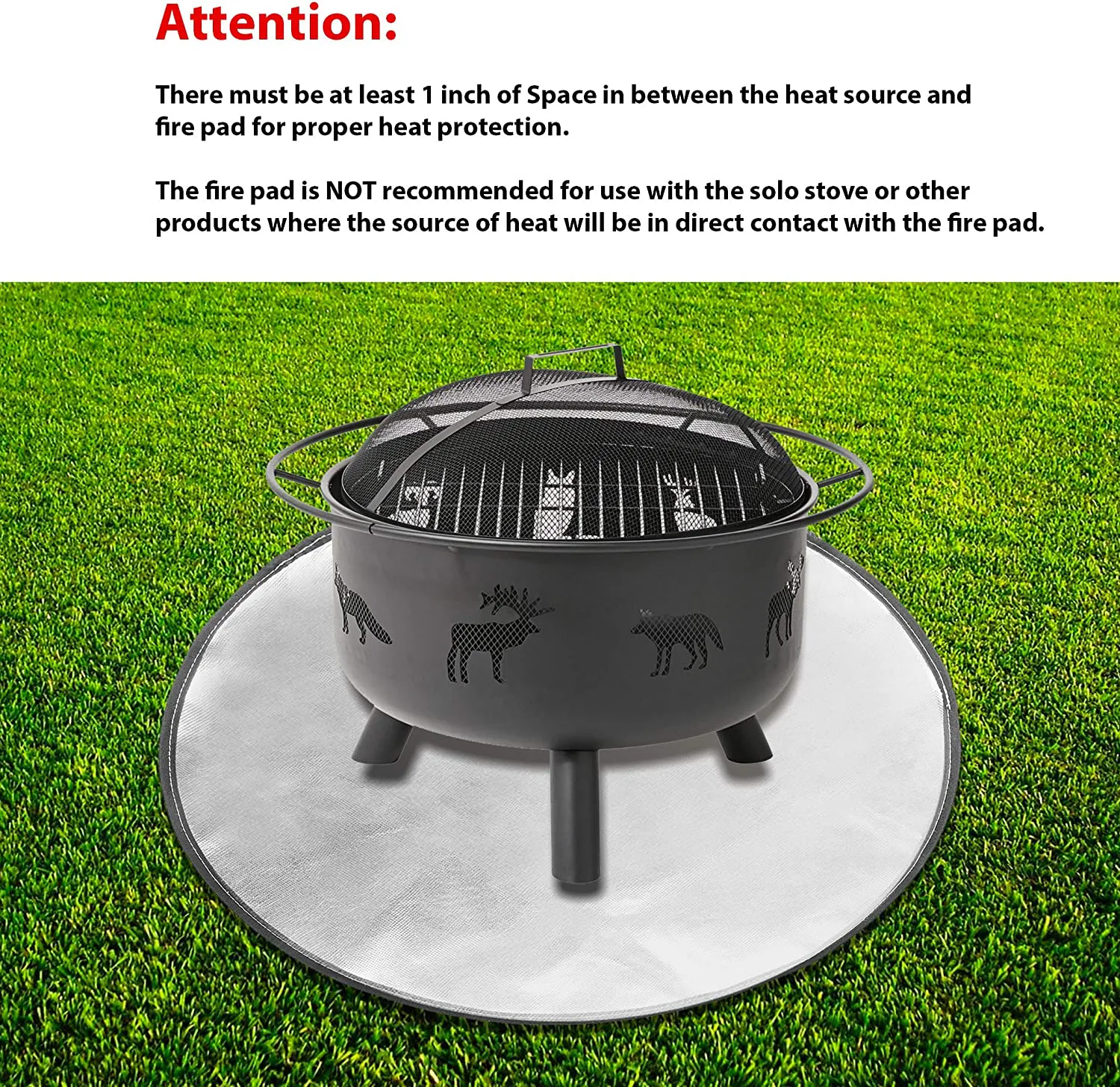 Rynx | 32'' Fireproof Mat for Outdoor Patio and Deck Protection | Firebox Fire Resistant Protective Floor or Ground Protection | BBQ Grill Mat with Flame Retardant Material to Protect Wood Decking and Porch