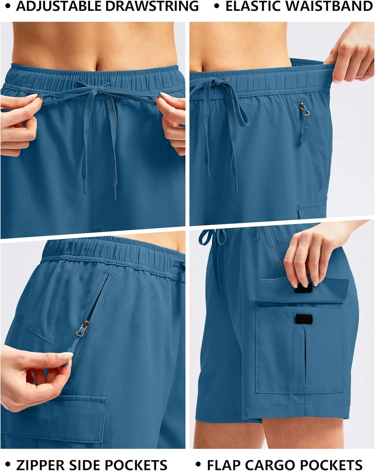 SANTINY Women's 5''/ 7''/9'' Hiking Cargo Shorts Quick Dry Lightweight Summer Shorts for Women Athletic Golf Zipper Pockets