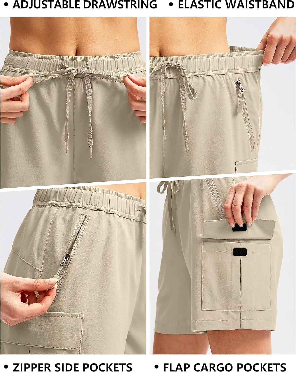 SANTINY Women's 5''/ 7''/9'' Hiking Cargo Shorts Quick Dry Lightweight Summer Shorts for Women Athletic Golf Zipper Pockets