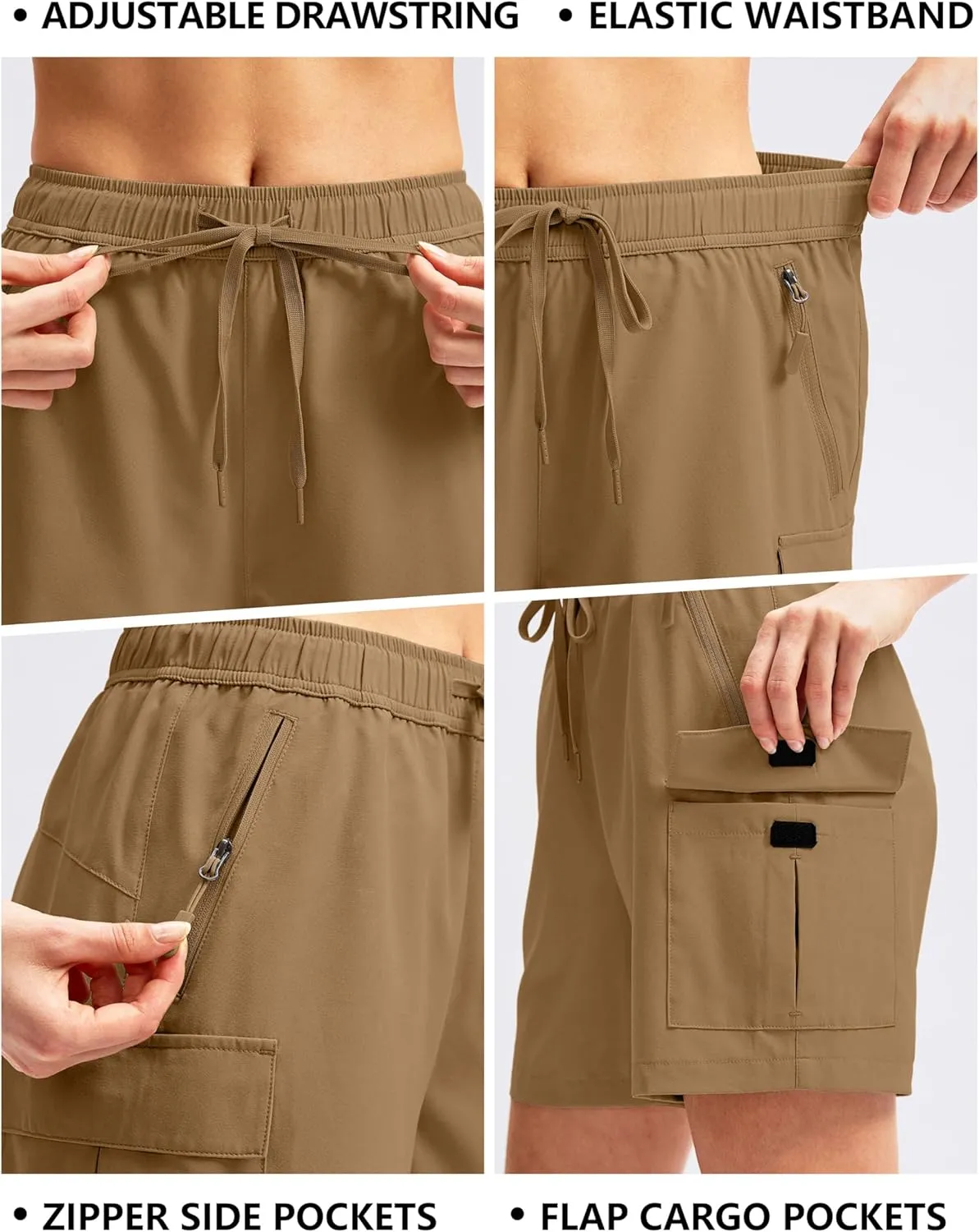 SANTINY Women's 5''/ 7''/9'' Hiking Cargo Shorts Quick Dry Lightweight Summer Shorts for Women Athletic Golf Zipper Pockets