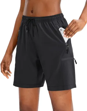 SANTINY Women's 5''/ 7''/9'' Hiking Cargo Shorts Quick Dry Lightweight Summer Shorts for Women Athletic Golf Zipper Pockets