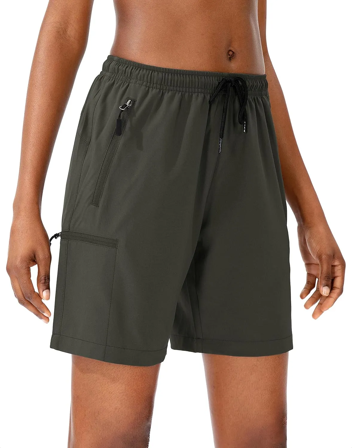 SANTINY Women's 5''/ 7''/9'' Hiking Cargo Shorts Quick Dry Lightweight Summer Shorts for Women Athletic Golf Zipper Pockets