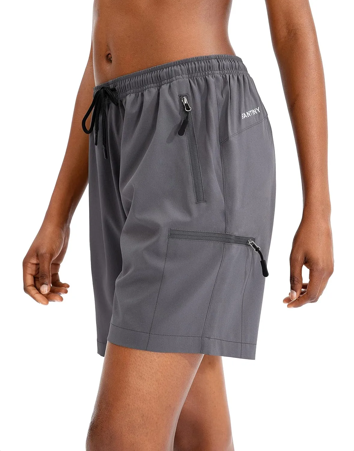 SANTINY Women's 5''/ 7''/9'' Hiking Cargo Shorts Quick Dry Lightweight Summer Shorts for Women Athletic Golf Zipper Pockets