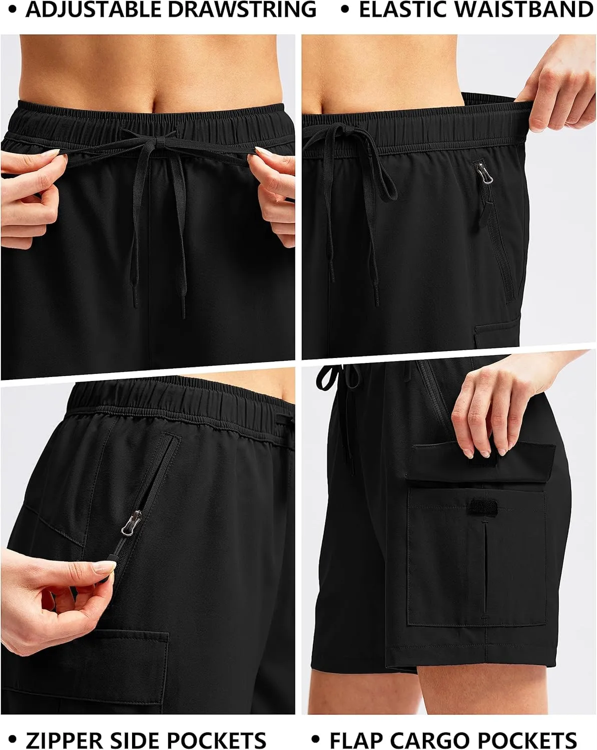 SANTINY Women's 5''/ 7''/9'' Hiking Cargo Shorts Quick Dry Lightweight Summer Shorts for Women Athletic Golf Zipper Pockets