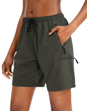 SANTINY Women's 5''/ 7''/9'' Hiking Cargo Shorts Quick Dry Lightweight Summer Shorts for Women Athletic Golf Zipper Pockets