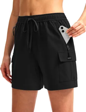 SANTINY Women's 5''/ 7''/9'' Hiking Cargo Shorts Quick Dry Lightweight Summer Shorts for Women Athletic Golf Zipper Pockets