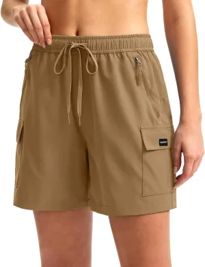 SANTINY Women's 5''/ 7''/9'' Hiking Cargo Shorts Quick Dry Lightweight Summer Shorts for Women Athletic Golf Zipper Pockets