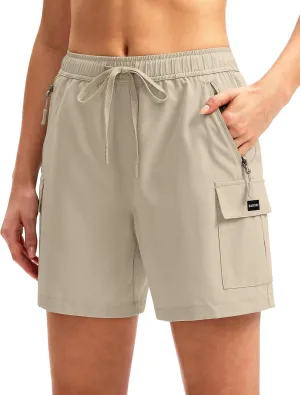 SANTINY Women's 5''/ 7''/9'' Hiking Cargo Shorts Quick Dry Lightweight Summer Shorts for Women Athletic Golf Zipper Pockets