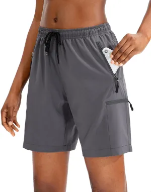 SANTINY Women's 5''/ 7''/9'' Hiking Cargo Shorts Quick Dry Lightweight Summer Shorts for Women Athletic Golf Zipper Pockets