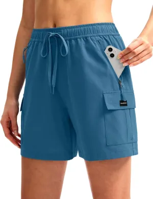 SANTINY Women's 5''/ 7''/9'' Hiking Cargo Shorts Quick Dry Lightweight Summer Shorts for Women Athletic Golf Zipper Pockets