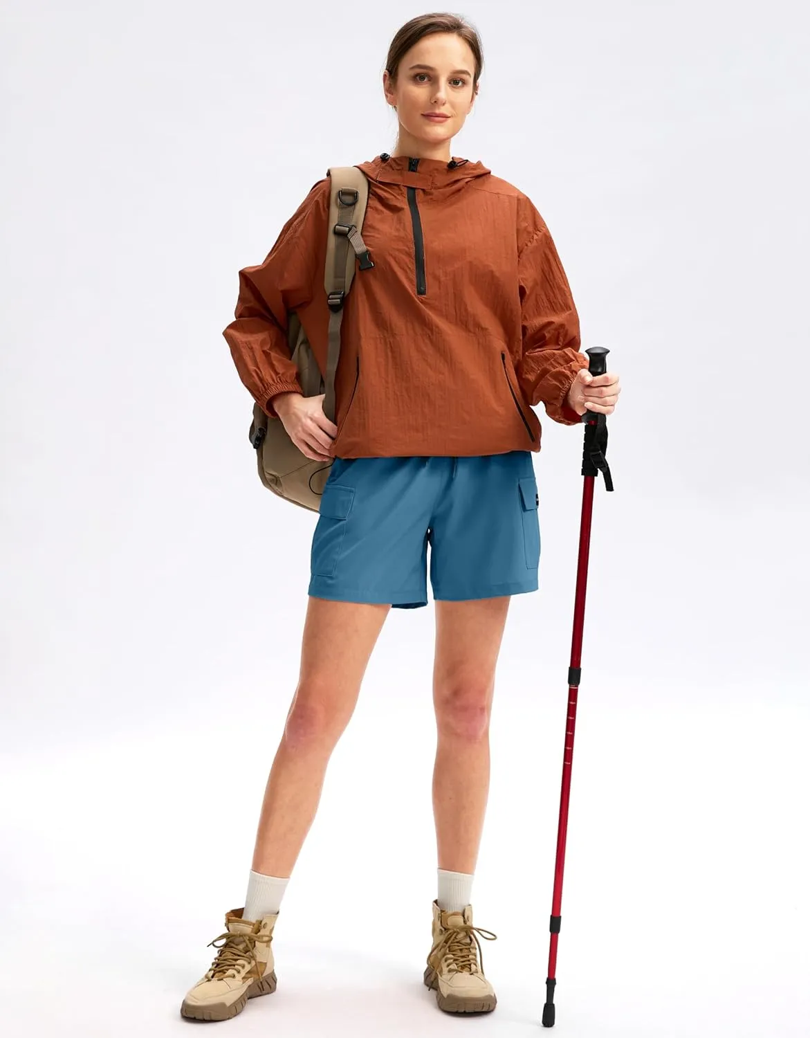 SANTINY Women's 5''/ 7''/9'' Hiking Cargo Shorts Quick Dry Lightweight Summer Shorts for Women Athletic Golf Zipper Pockets