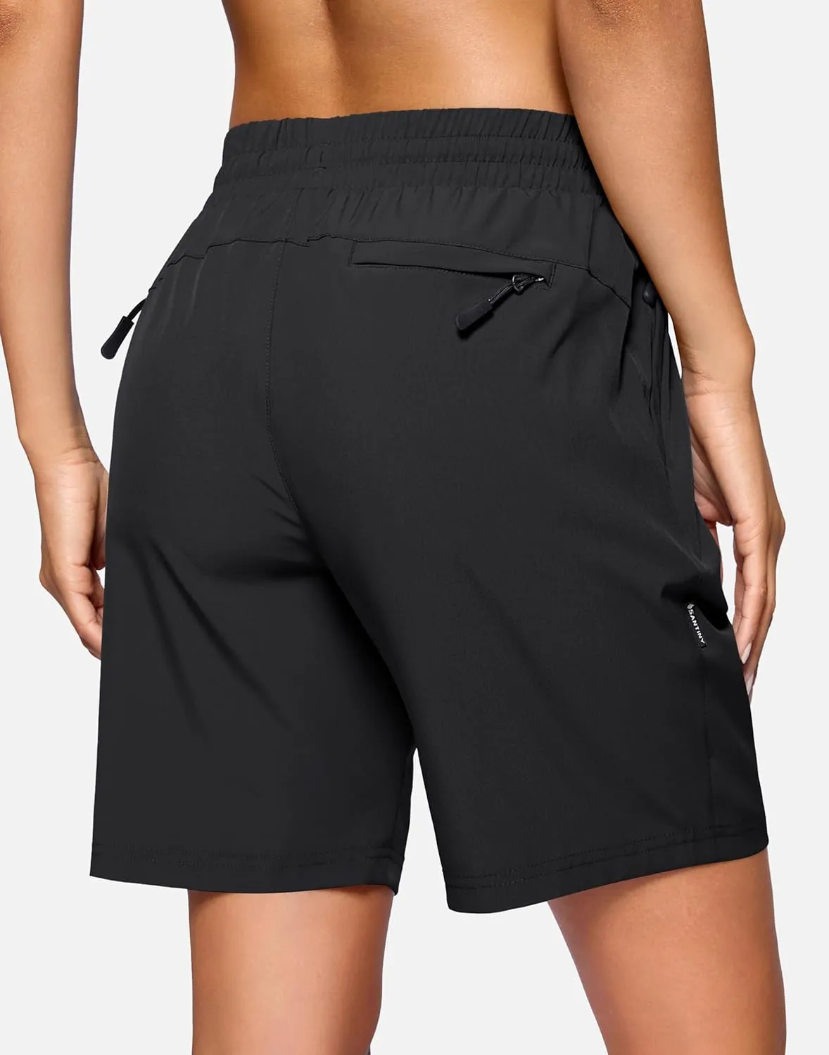 SANTINY Women's 7''/ 9'' Hiking Shorts with 3 Zipper Pockets Lightweight Quick Dry Long Athletic Golf Shorts for Women Casual