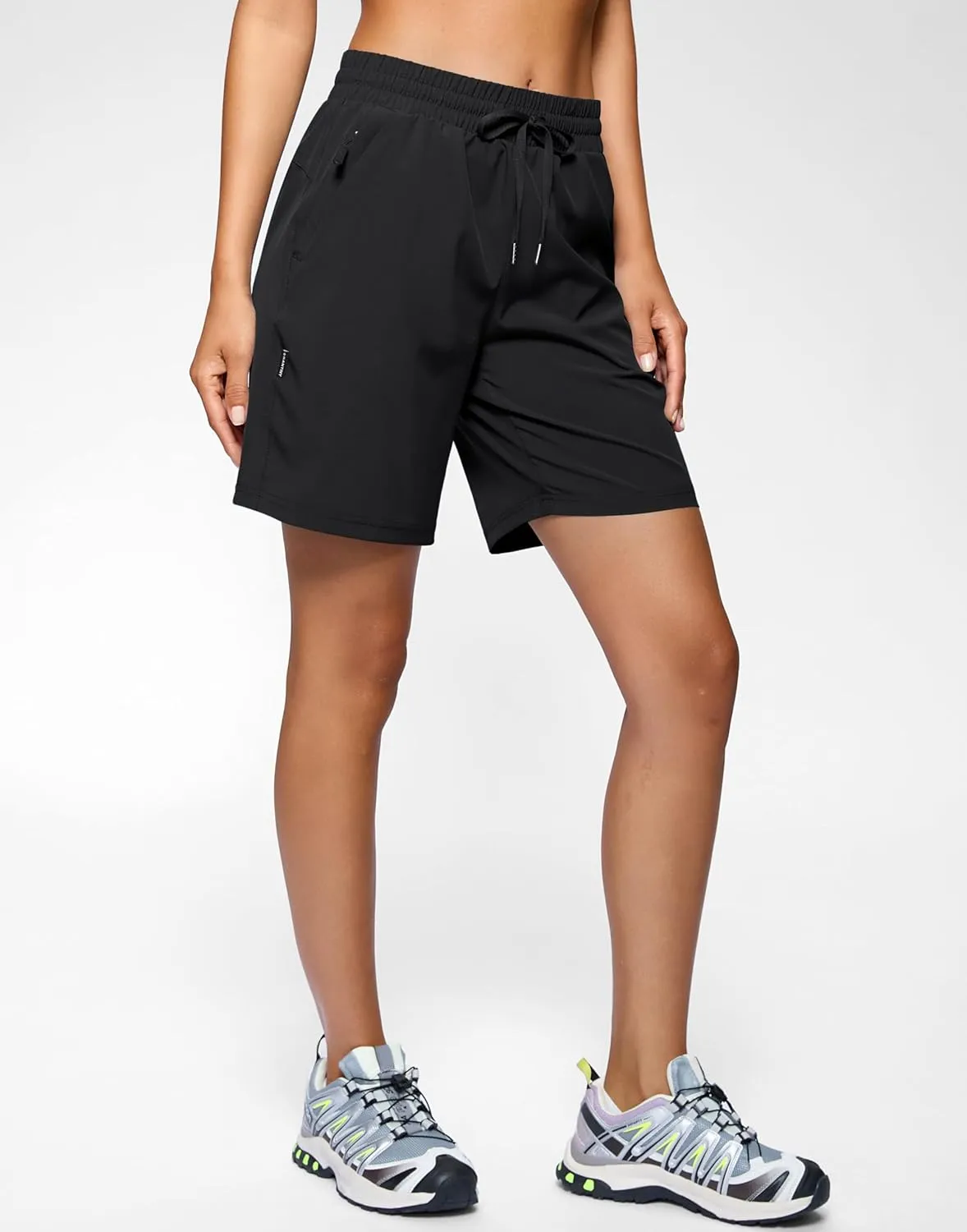 SANTINY Women's 7''/ 9'' Hiking Shorts with 3 Zipper Pockets Lightweight Quick Dry Long Athletic Golf Shorts for Women Casual
