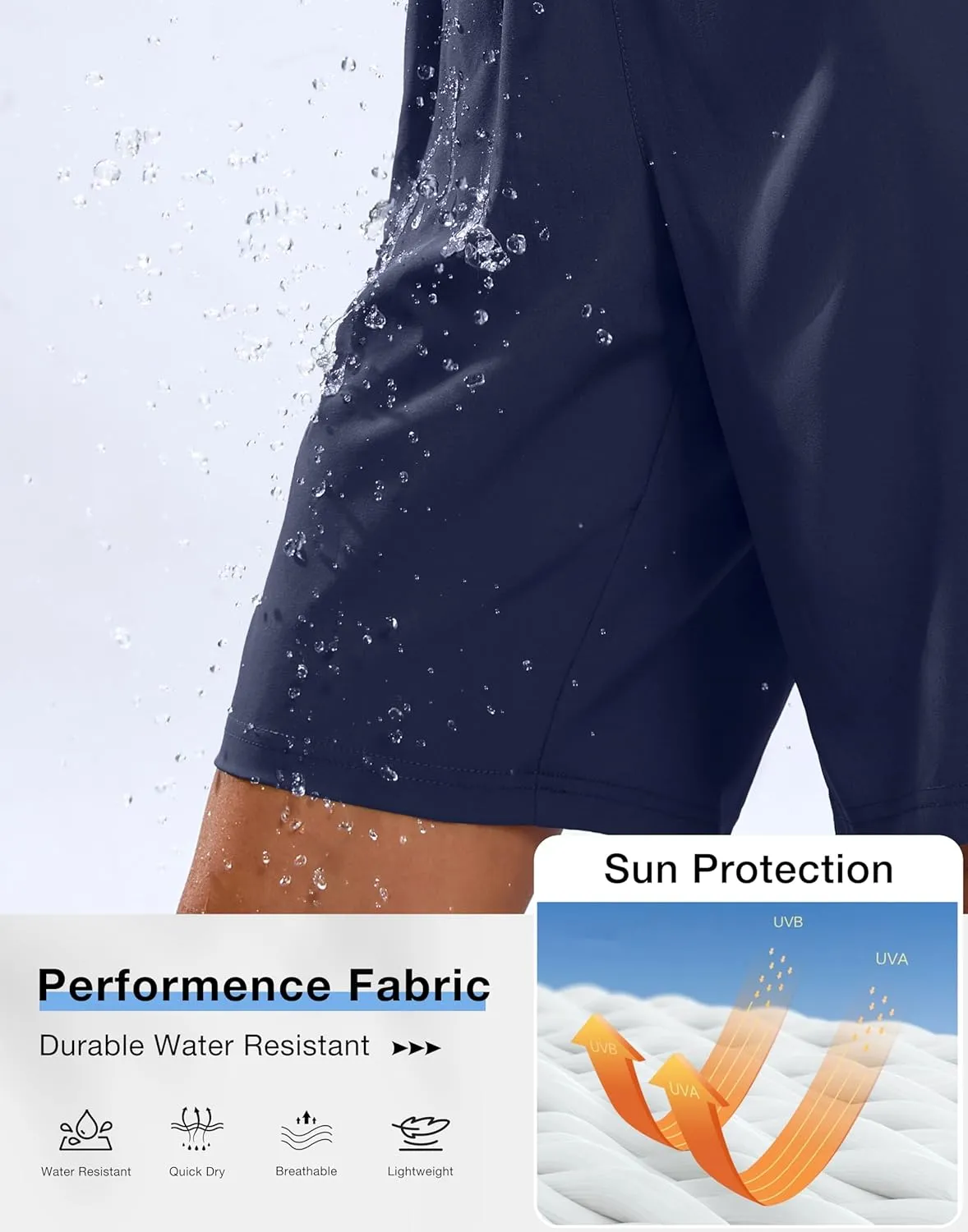SANTINY Women's 7''/ 9'' Hiking Shorts with 3 Zipper Pockets Lightweight Quick Dry Long Athletic Golf Shorts for Women Casual