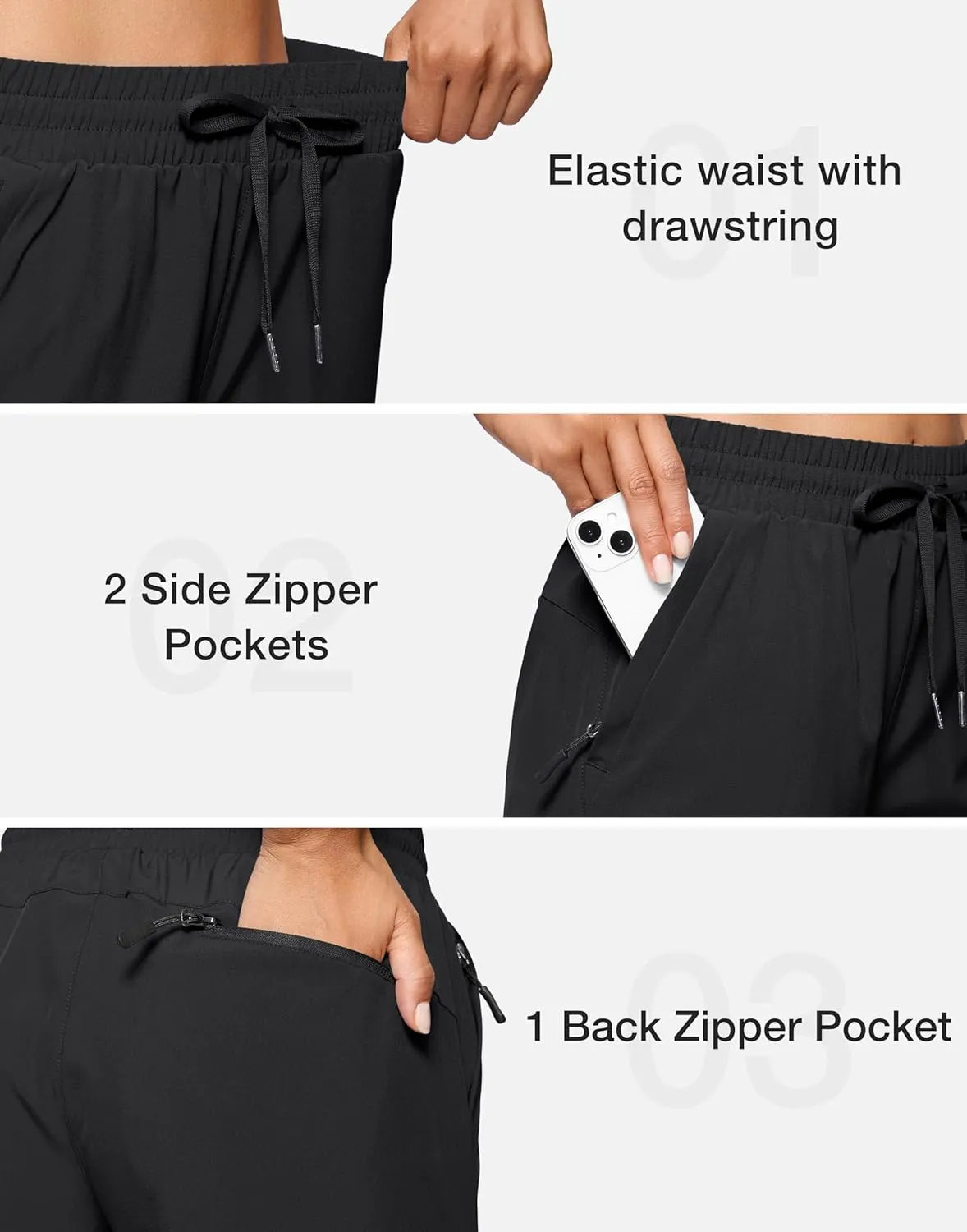 SANTINY Women's 7''/ 9'' Hiking Shorts with 3 Zipper Pockets Lightweight Quick Dry Long Athletic Golf Shorts for Women Casual