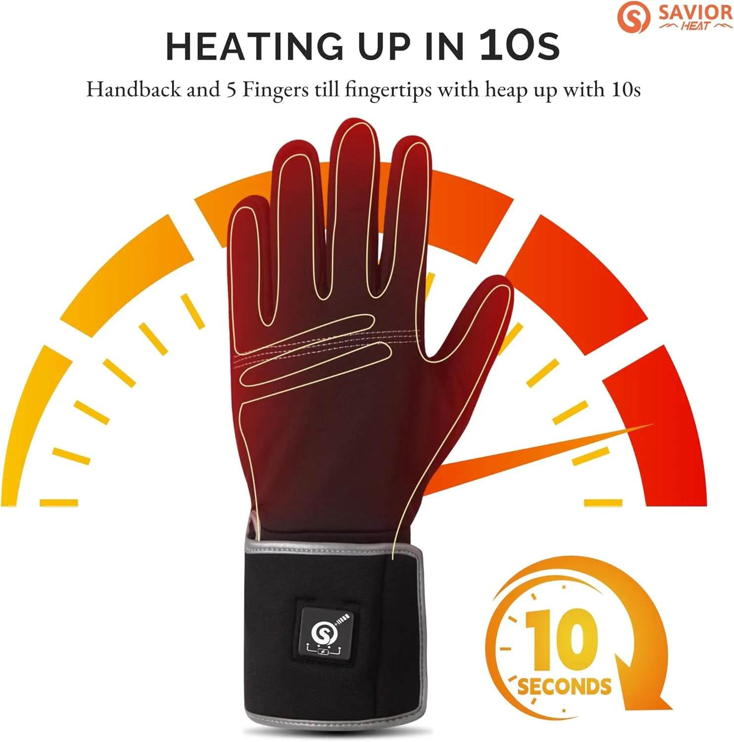 SAVIOR HEAT Heated Glove Liners for Men Thin Heated Gloves for Men 10-Second Fast Heating 8H Warmth 7.4V 2200mAh Battery Ultra-Thin Breathable for Winter Driving Cycling Skiing Camping Typing