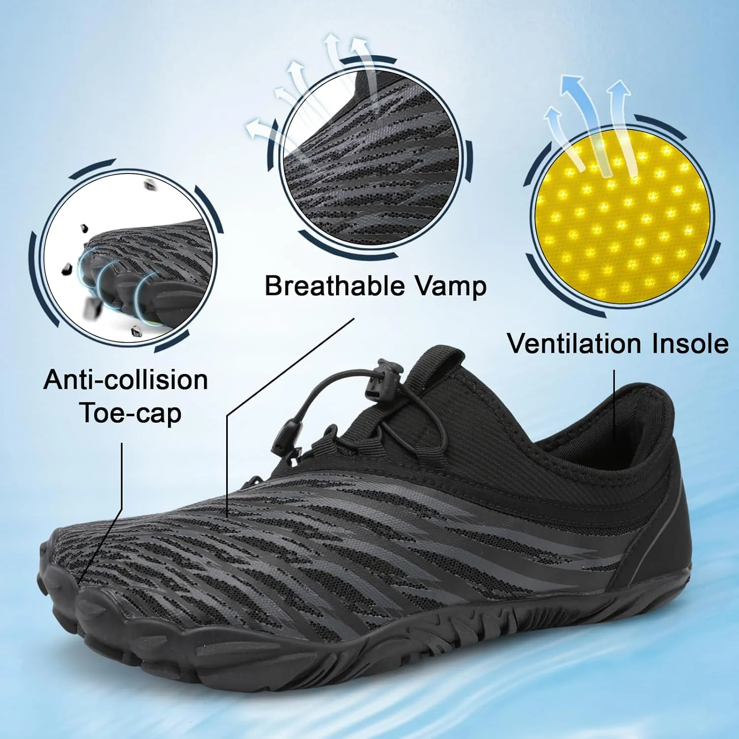 Scurtain Unisex Mens Womens Athletic Hiking Water Shoes Barefoot Aqua Shoes for Beach Swimming Hiking Boating Sailing