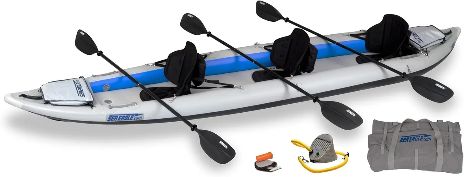 Sea Eagle 465FT FastTrack Inflatable Kayak 15'3" 1-3 Person Touring Kayak, Rigid External keel, Smoother Paddling Experience, Light Weight