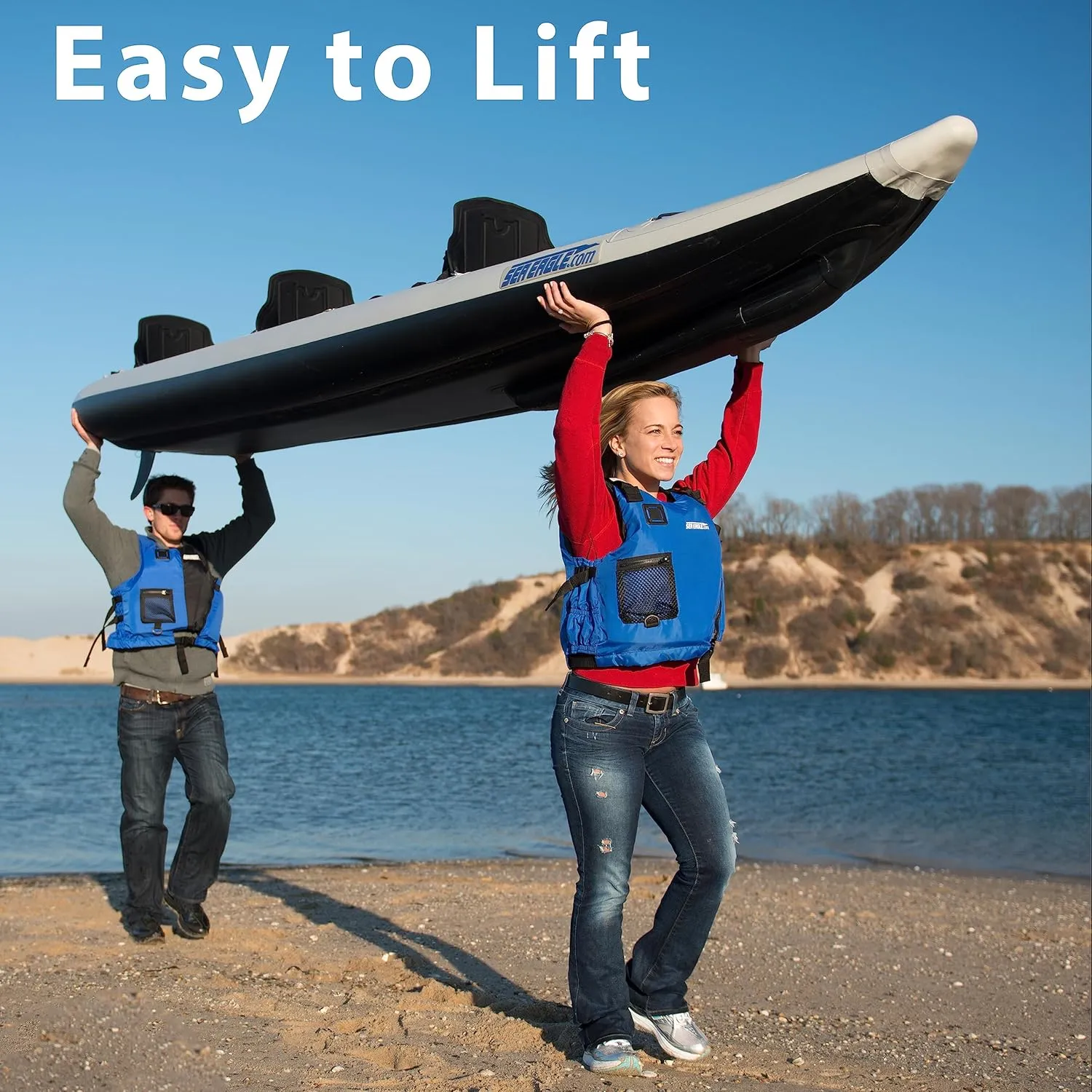 Sea Eagle 465FT FastTrack Inflatable Kayak 15'3" 1-3 Person Touring Kayak, Rigid External keel, Smoother Paddling Experience, Light Weight