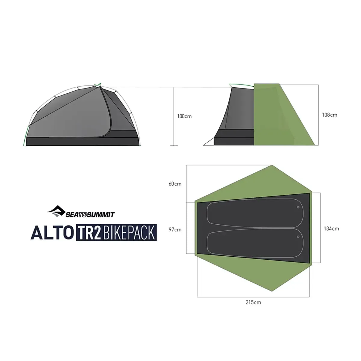 Sea To Summit Alto TR2 Ultralight Bikepack Tent (2 Person) - Green