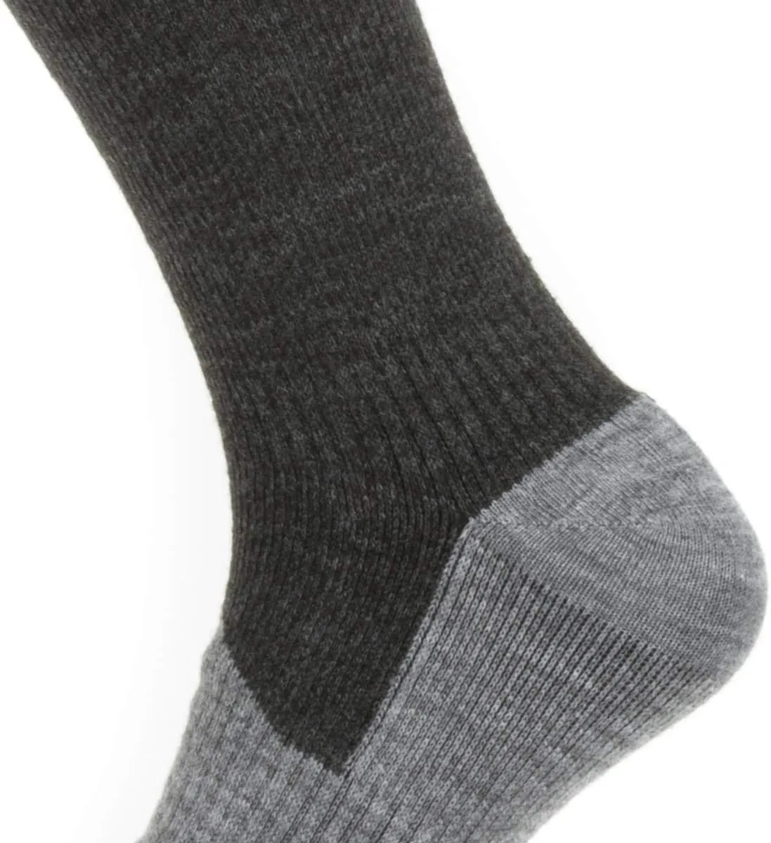 SEALSKINZ Unisex Waterproof All Weather Mid Length Sock, Black/Grey Marl, Small