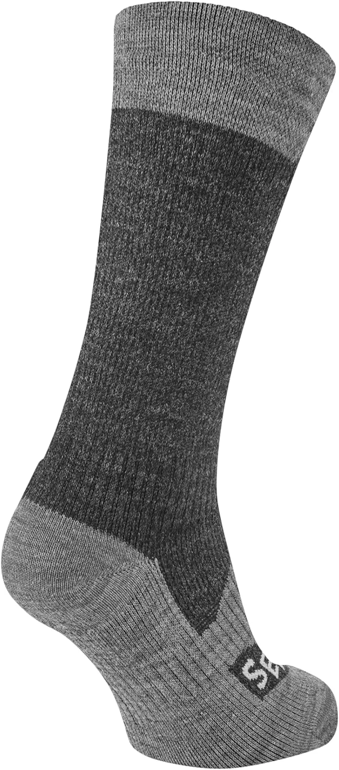 SEALSKINZ Unisex Waterproof All Weather Mid Length Sock, Black/Grey Marl, Small